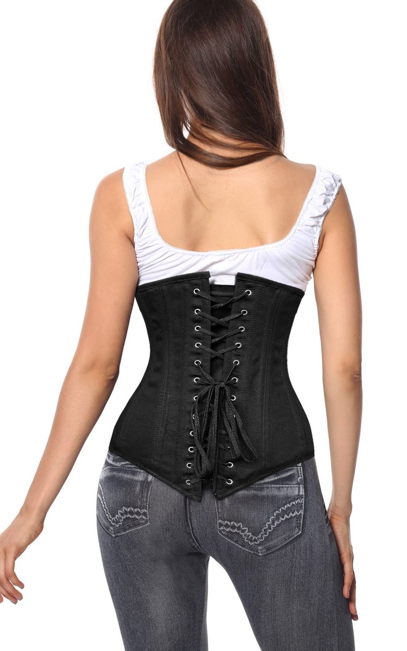 Charmian Women's 26 Steel Boned Cotton Long Torso Training Underbust Corset Black XXX-Large - Image 3